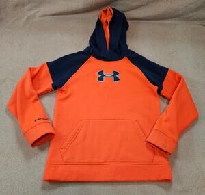 Under Armour Storm1 Youth Medium Orange Blue ColdGear Hoodie Sweatshirt